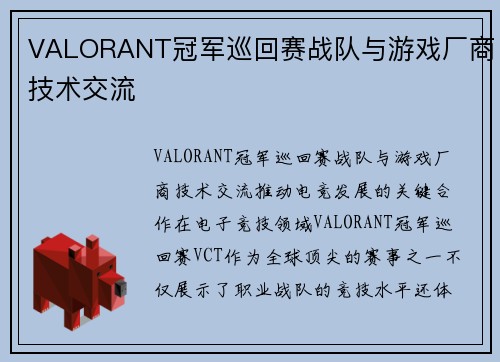 VALORANT冠军巡回赛战队与游戏厂商技术交流