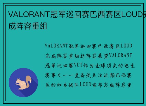 VALORANT冠军巡回赛巴西赛区LOUD完成阵容重组